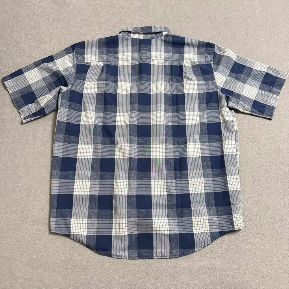 Orvis Shirt Mens XL Blue Plaid Classic Collection Button Up‎ Pockets Camp Fish